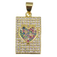 Cubic Zirconia Micro Pave Brass Pendant, plated, fashion jewelry & DIY & with cubic zirconia, nickel, lead & cadmium free, 12x21x2mm, Hole:Approx 3.5x4mm, 10PCs/Lot, Sold By Lot