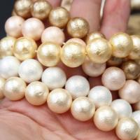 Natural Freshwater Shell Beads, Round, plated, DIY & different styles for choice & frosted, more colors for choice, 6mm, Sold By Strand