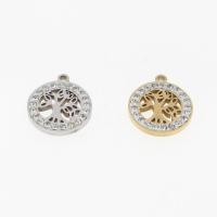 Stainless Steel Pendants, Tree, plated, DIY & micro pave rhinestone & hollow, more colors for choice, 15x17x2mm, Hole:Approx 1mm, 10PCs/Bag, Sold By Bag