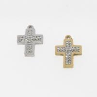 Stainless Steel Cross Pendants plated DIY & micro pave rhinestone Approx 1mm Sold By Bag