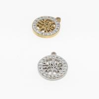 Stainless Steel Pendants Tree plated DIY & micro pave rhinestone & hollow Approx 1mm Sold By Bag