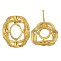 Brass Earring Stud Component, sang gold plated, hollow, 15x17x15mm,7.5x10mm,2.5mm,1mm, 10Pairs/Lot, Sold By Lot