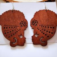 Wood Drop Earring with Iron vintage & for woman 30mm Sold By Pair