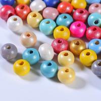 Wood Beads, Round, painted, DIY, mixed colors, 6mm,8mm, Hole:Approx 2mm, 100PCs/Bag, Sold By Bag