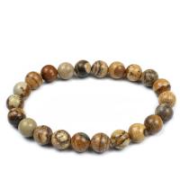 Gemstone Bracelets, Picture Jasper, Unisex & different size for choice, yellow, Sold By Strand