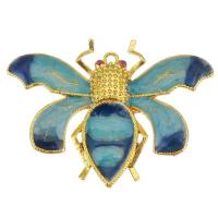 Bijoux pendentifs en laiton, Placage de couleur d'or, émail, bleu, 34x3.50x35mm, Trou:Environ 1mm, 30PC/lot, Vendu par lot