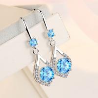 Cubic Zircon (CZ) Drop Earring Metal with Cubic Zirconia Teardrop plated polished & for woman 40*12mm Sold By Pair