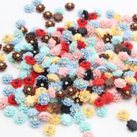 Hair Accessories DIY Findings, Plastic, with Resin, Flower, epoxy gel, different styles for choice & flat back, more colors for choice, 12mm, 50PCs/Bag, Sold By Bag