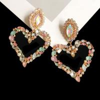 Rhinestone Earring Geometrical Pattern & for woman 60mm 62mm 82mm 75mm 75mm  Sold By Pair