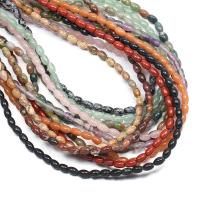 Mischedelstein Perlen, Naturstein, Reis, unterschiedliche Farbe und Muster für die Wahl & DIY, keine, 4*6mm, verkauft von Strang