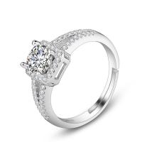 Messing Open Finger Ring, silver plated, micro pave zirconia & voor vrouw, 1.70x1x6.50mm, Maat:7, 2pC's/Bag, Verkocht door Bag