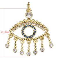 Cubic Zirconia Micro Pave Brass Pendant, gold color plated, micro pave cubic zirconia & hollow, 27x3x32mm, Hole:Approx 4mm, 10PCs/Lot, Sold By Lot