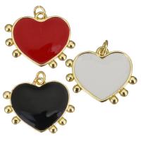 Μενταγιόν Brass Heart, Ορείχαλκος, Καρδιά, χρώμα επίχρυσο, σμάλτο, περισσότερα χρώματα για την επιλογή, 19x2.50x16mm, Τρύπα:Περίπου 2.5mm, 10PCs/Παρτίδα, Sold Με Παρτίδα