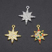 Tibetan Style Rhinestone Pendants, Eight Point Star, plated, DIY & with rhinestone, more colors for choice, 17*19.3mm, Hole:Approx 2.3mm, 5PCs/Bag, Sold By Bag