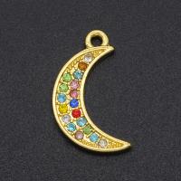 Tibetan Style Rhinestone Pendants, Moon, plated, DIY & with rhinestone, more colors for choice, 9*17mm, Hole:Approx 1.4mm, 5PCs/Bag, Sold By Bag