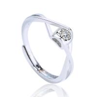 Messing Open -Finger-Ring, plattiert, Micro pave Zirkonia & für Frau, Silberfarbe, 51x3.50mm, Größe:6, 2PCs/Tasche, verkauft von Tasche