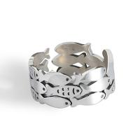 Messing Manchet Finger Ring, plated, Vintage & voor vrouw, zilver, nikkel, lood en cadmium vrij, 8mm, Maat:6.5, 2pC's/Bag, Verkocht door Bag