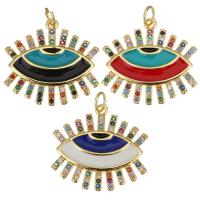 Cubic Zirconia Micro Pave Brass Pendant, gold color plated, micro pave cubic zirconia & enamel, more colors for choice, 22.50x2.50x21mm, Hole:Approx 3.5mm, 10PCs/Lot, Sold By Lot