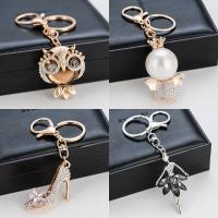 Zinc Alloy Key Clasp plated Unisex & micro pave rhinestone 110mm 38*48mm Sold By Strand