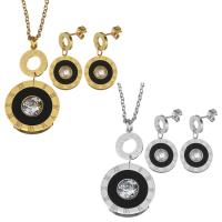 Cubic Zirconia Stainless Steel Jewelry Sets earring & necklace plated micro pave cubic zirconia & for woman 42mm 2mm 25mm Length Approx 17 Inch Sold By Set