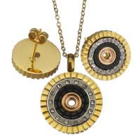 Cubic Zirconia Stainless Steel Jewelry Sets Stud Earring & necklace Gear Wheel gold color plated micro pave cubic zirconia & for woman 1.5mm 14mm Length Approx 17 Inch Sold By Set