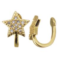 Fashion Earring Cuff and Wraps Brass Star gold color plated micro pave cubic zirconia & for woman Sold By Lot