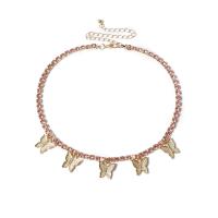 Zinklegierung Schmuck Halskette, Schmetterling, plattiert, unterschiedliche Farbe und Muster für die Wahl & für Frau, keine, 300+100,13mm, verkauft von Strang