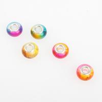 verre Perles européennes de grand trou, beignet, DIY, multicolore, 14*14*9mm, Trou:Environ 5mm, 100PC/sac, Vendu par sac