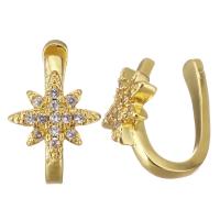 Trendy ear cuffs, Messing, Acht Point Star, gold plated, micro pave zirconia & voor vrouw, 9x10x14mm, 10paren/Lot, Verkocht door Lot