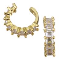 Trendy ear cuffs, Messing, gold plated, micro pave zirconia & voor vrouw, 4.50x14x15mm, 10paren/Lot, Verkocht door Lot