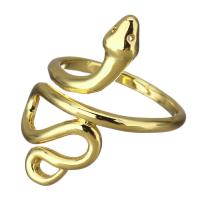 Латунь Манжеты палец кольцо, Змея, плакирован золотом, инкрустированное микро кубического циркония & Женский, 25mm, размер:6, 5ПК/Лот, продается Лот