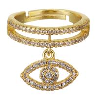 Brass Open Finger Ring gold color plated Adjustable & micro pave cubic zirconia & for woman & hollow 5mm US Ring Sold By Lot