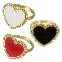 Brass Open Finger Ring Heart gold color plated Adjustable & for woman & enamel 18mm US Ring Sold By Lot