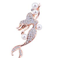 Zinc Alloy Brooches Mermaid plated micro pave rhinestone & for woman 50*22mm Sold By PC