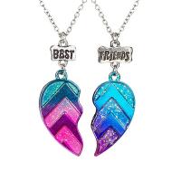 Zinc Alloy Children Necklace Heart plated 2 pieces & enamel multi-colored 15.4*27.6+420+100mm Sold By Set