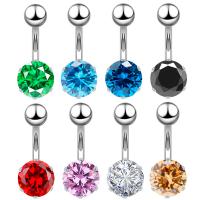 Stainless Steel Belly Ring, plated, micro pave cubic zirconia & for woman, more colors for choice, 23mm, 20PCs/Lot, Sold By Lot