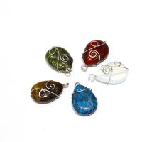 Gemstone Pendants Jewelry, Brass, with Gemstone, Teardrop, plated, different color and pattern for choice & DIY, more colors for choice, 18*13*6mm, Hole:Approx 2mm, Sold By PC