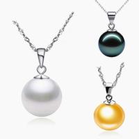 925 Sterling Silver Necklaces with Shell Pearl Round plated for woman 10mm Sold By PC