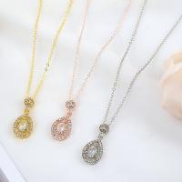 Zinc Alloy Jewelry Necklace Teardrop plated micro pave rhinestone & for woman & hollow 510+50 23*10mm Approx  mm Sold By Strand