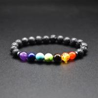 Gemstone Bracelets, Lava, with Elastic Thread, without picture frame & fashion jewelry & Unisex, more colors for choice, 8mm, Sold Per Approx 7.5 Inch Strand