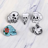 Tibetan Style Brooches, Skull, gun black plated, Unisex & different styles for choice & enamel, more colors for choice, nickel, lead & cadmium free, Sold By PC