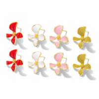 Brass Earring Drop Component Flower gold color plated DIY & enamel Approx 1mm Sold By Lot