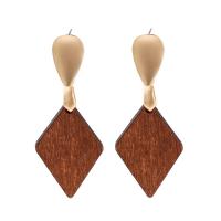 Zinc Alloy Drop Earring with Wood fashion jewelry Sold By Pair
