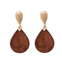 Zinklegierung Tropfen Ohrring, mit Holz, Modeschmuck, keine, verkauft von Paar