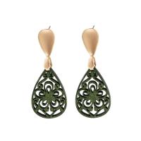 Tibetan Style Drop Earring, with Wood, fashion jewelry, more colors for choice, Sold By Pair