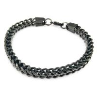Bijoux bracelet en acier inoxydable, Placage, pour homme, noire, 6mm, Vendu par Environ 7.87 pouce brin