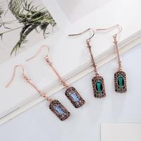 Tibetan Style Drop Earrings, Geometrical Pattern, plated, for woman & hollow, more colors for choice, 58*9mm, Sold By Pair