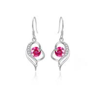 925 Sterling Silver Drop &  Dangle Earrings Heart plated micro pave rhinestone & for woman & hollow 31*11mm Sold By Pair