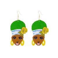 Wood Drop Earring with Zinc Alloy fashion jewelry & for woman Sold By Pair