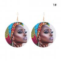 Wood Drop Earring with Zinc Alloy fashion jewelry & for woman 6cmx0.3cm Sold By Pair